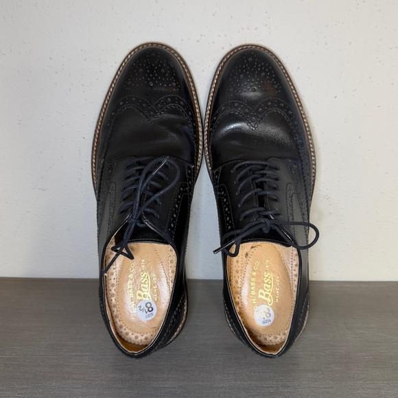 GH Bass & Co Shoes Mens 8.5M Black Leather Jordan Wingtip Oxford Dress Brogue